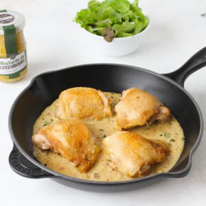 One-pot creamy mustard chicken thighs, green salad